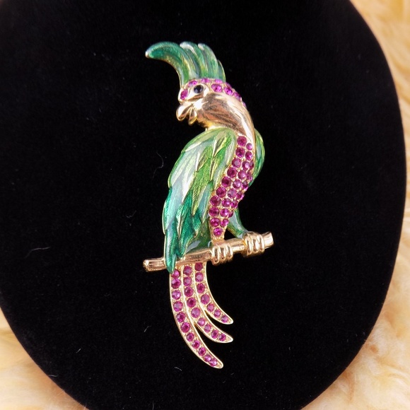 Bob Mackie "  Cackatoo " Parrot Bird Pin Brooch - Picture 1 of 5